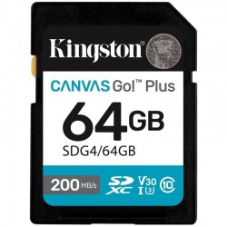 Tarjeta de Memoria Kingston CANVAS Go! Plus 64GB SD XC/ Clase 10/ 200MBs