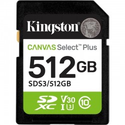 Tarjeta de Memoria Kingston CANVAS Select Plus 512GB SD XC/ Clase 10/ 150MBs