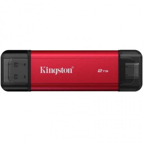 Disco externo ssd kingston dual portable ssd 2tb/ usb tipo-c y usb 3.2/ rojo