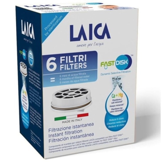 Filtro de carbón fast disk laica fd06a/ pack de 6 unidades/ compatibilidad flown go