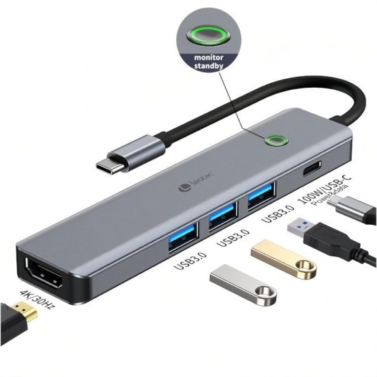 Docking usb tipo-c leotec leds05/ 3xusb/ 1xusb tipo-c pd/ 1xhdmi 4k/ gris Docking usb tipo-c leotec leds05/ 3xusb/ 1xusb tipo-c pd/ 1xhdmi 4k/ gris