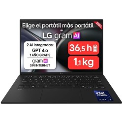 Portátil LG Gram 14ZD90U-G.AX85BN Intel Core Ultra 7-355/ 32GB/ 512GB SSD/ 14'/ Sin Sistema Operativo Portátil LG Gram 14ZD90U-G.AX85BN Intel Core Ultra 7-355/ 32GB/ 512GB SSD/ 14'/ Sin Sistema Operativo