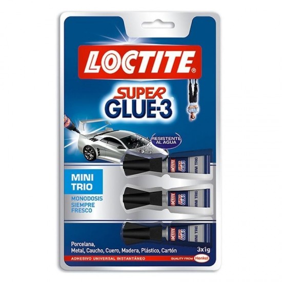 Pegamento en tubo loctite super glue-3 mini trio/ 3 x 1g