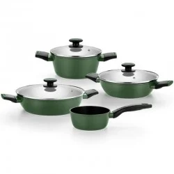 Pack Batería de Cocina Monix Forest M509900/ Cazo Ø16cm/ Cacerolas bajas Ø24 - 28cm/ Cacerolas Ø20cm/ Acero Inoxidable/ Apta para Inducción