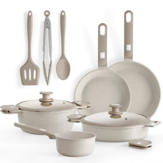 Pack batería de cocina monix martín berasategui/ cazo ø16cm/ sarten ø22 - 26cm/ cacerolas ø24 - 28cm/ aluminio forjado/ apta