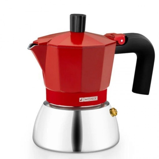 Cafetera italiana monix induction inox m863106/ 6 tazas/ roja Cafetera italiana monix induction inox m863106/ 6 tazas/ roja