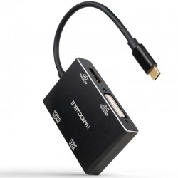 Conversor Nanocable 10.16.4307/ USB Tipo-C Macho - VGA Hembra/ DVI Hembra/ HDMI Hembra/ DisplayPort Hembra/ 10cm/ Negro Conversor Nanocable 10.16.4307/ USB Tipo-C Macho - VGA Hembra/ DVI Hembra/ HDMI Hembra/ DisplayPort Hembra/ 10cm/ Negro