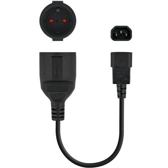 Adaptador alimentación nanocable 10.22.0902/ c14 macho - cee7 hembra/ 50cm/ negro