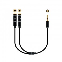 Cable Estéreo Nanocable 10.24.1202/ Jack 3.5 Macho - 2x Jack 3.5 Hembra/ 30cm/ Negro