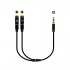 Cable Estéreo Nanocable 10.24.1202/ Jack 3.5 Macho - 2x Jack 3.5 Hembra/ 30cm/ Negro