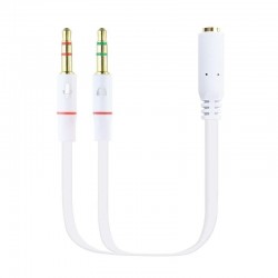 Cable Estéreo Nanocable 10.24.1203/ Jack 3.5 Hembra - 2x Jack 3.5 Macho/ 20cm/ Blanco