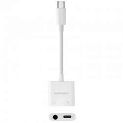 Adaptador Audio Nanocable 10.24.1206/ USB Tipo-C Macho - Jack 3.5 Hembra/ USB Tipo-C Hembra/ Blanco