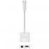 Adaptador Audio Nanocable 10.24.1206/ USB Tipo-C Macho - Jack 3.5 Hembra/ USB Tipo-C Hembra/ Blanco