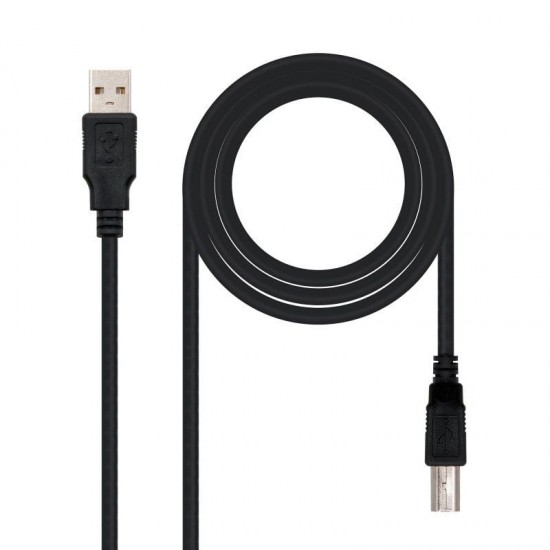 Cable usb 2.0 impresora nanocable 10.01.0103-bk/ usb tipo-b macho - usb macho/ 1.8m/ negro