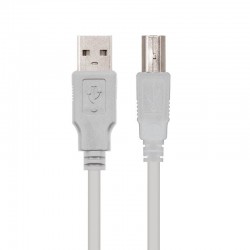 Cable USB 2.0 Impresora Nanocable 10.01.0104/ USB Tipo-B Macho - USB Macho/ 3m/ Beige