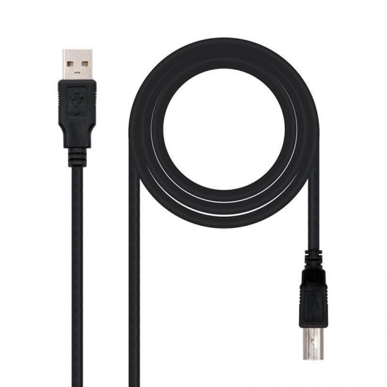 Cable usb 2.0 impresora nanocable 10.01.0104-bk/ usb tipo-b macho - usb macho/ 3m/ negro