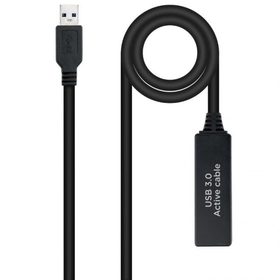 Cable alargador amplificador usb 3.0 nanocable 10.01.0312/ usb macho - usb hembra/ 10m/ negro
