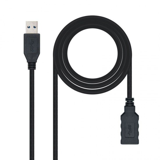 Cable alargador usb 3.0 nanocable 10.01.0903-bk/ usb macho - / usb hembra/ 3m/ negro