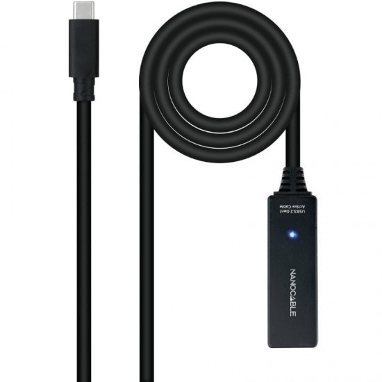 Cable alargador usb tipo-c 3.2 con amplificador nanocable 10.01.1311/ usb tipo-c macho - usb tipo-c hembra/ 5m/ negro Cable alargador usb tipo-c 3.2 con amplificador nanocable 10.01.1311/ usb tipo-c macho - usb tipo-c hembra/ 5m/ negro