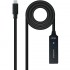 Cable Alargador USB Tipo-C 3.2 con Amplificador Nanocable 10.01.1311/ USB Tipo-C Macho - USB Tipo-C Hembra/ 5m/ Negro