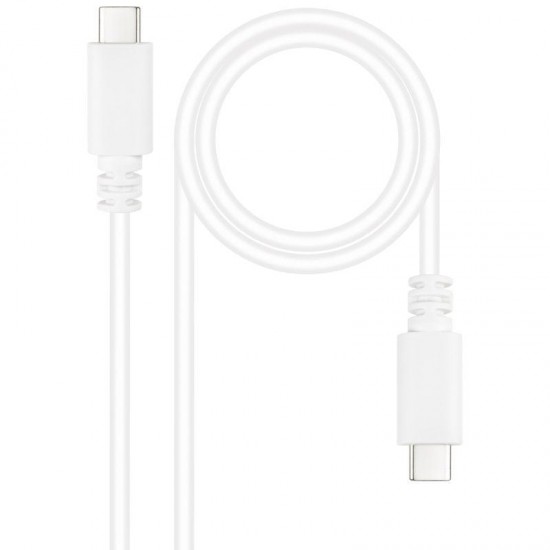 Cable usb 2.0 tipo-c nanocable 10.01.2301-w/ usb tipo-c macho - usb tipo-c macho/ 480mbps/ 1m/ blanco