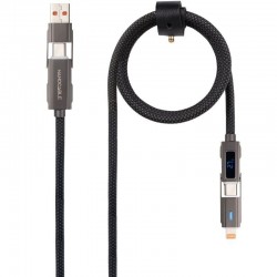 Cable USB 2.0 Tipo-C Nanocable 10.01.2501/ USB Tipo-C Macho + USB Macho - USB Tipo-C Macho + Lightning Macho/ Hasta 27W/ 480Mbps/ 1m/ Negro
