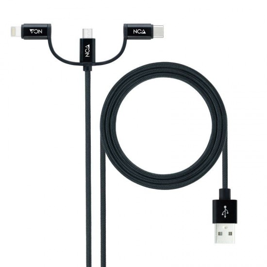 Cable usb 2.0 nanocable 10.01.3200/ lightning macho - micro usb macho/ usb tipo-c macho/ 480mbps/ 1m/ negro Cable usb 2.0 nanocable 10.01.3200/ lightning macho - micro usb macho/ usb tipo-c macho/ 480mbps/ 1m/ negro