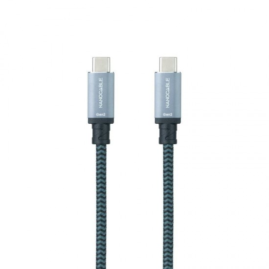 Cable usb 3.1 tipo-c nanocable 10.01.4101-l150-comb/ usb tipo-c macho - usb tipo-c macho/ hasta 100w/ 10gbps/ 1.5m/ gris y negro