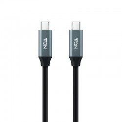 Cable USB 3.2 Nanocable 10.01.4300/ USB Tipo-C Macho - USB Tipo-C Macho/ Hasta 100W/ 20Gbps/ 50cm/ Gris y Negro