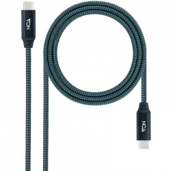 Cable USB 3.2 Tipo-C Nanocable 10.01.4301-L150-COMB/ USB Tipo-C Macho - USB Tipo-C Macho/ Hasta 100W/ 20Gbps/ 1.5m/ Gris y Negro