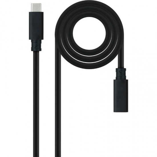Cable alargador usb tipo-c 3.2 nanocable 10.01.4500/ usb tipo-c macho - usb tipo-c hembra/ 50cm/ negro