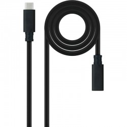 Cable Alargador USB Tipo-C 3.2 Nanocable 10.01.4501/ USB Tipo-C Macho - USB Tipo-C Hembra/ 1m/ Negro