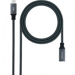 Cable Alargador USB Tipo-C 3.2 Nanocable 10.01.4501-L150-COMB/ USB Tipo-C Macho - USB Tipo-C Hembra/ 1.5m/ Negro