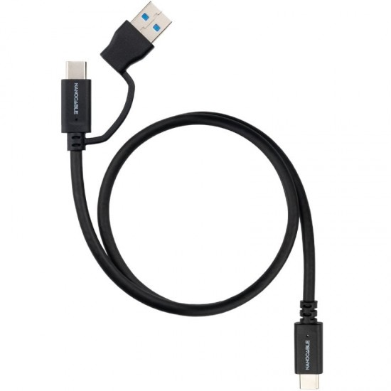 Cable usb 3.2 tipo-c nanocable 10.01.4801/ usb tipo-c macho/ usb macho - usb tipo-c macho/ hasta 60w/ 10gbps/ 1m/ negro