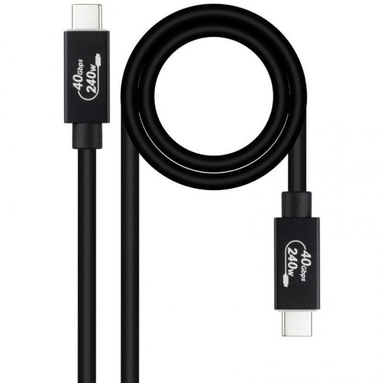 Cable usb 4.0 nanocable 10.01.5001/ usb tipo-c macho - usb tipo-c macho/ hasta 240w/ 40gbps/ 1m/ negro