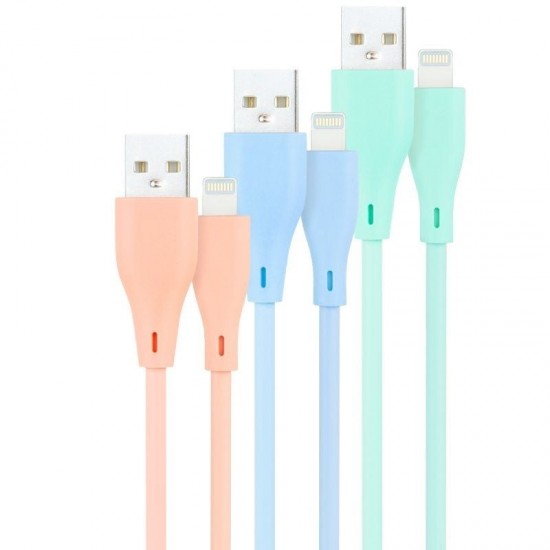 Cables usb 2.0 lightning nanocable 10.10.0401-a1/ usb macho - lightning macho/ 1m/ 3 unidades/ rosa, azul y verde