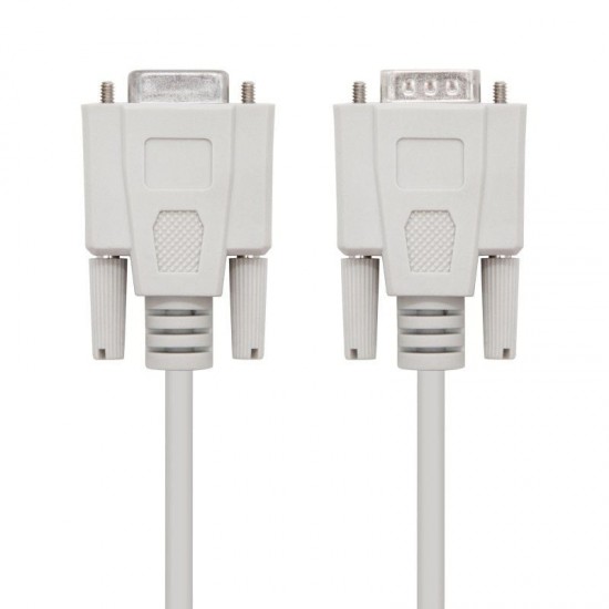 Cable serie rs232 nanocable 10.14.0203/ db9 macho - db9 hembra/ 3m/ beige