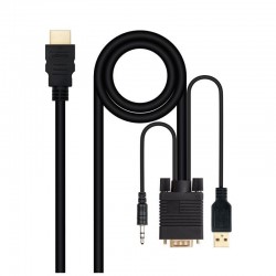 Cable Conversor Nanocable 10.15.4350/ HDMI Macho - VGA Macho - Jack 3.5 Macho - USB Macho/ 1.8m/ Negro Cable Conversor Nanocable 10.15.4350/ HDMI Macho - VGA Macho - Jack 3.5 Macho - USB Macho/ 1.8m/ Negro