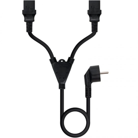 Cable alimentación nanocable 10.22.0100-l300/ schuko macho - 2 x c13 hembra/ 3m/ negro