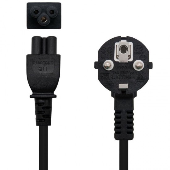 Cable alimentación trébol nanocable 10.22.0302-l300/ schuko macho - c5 hembra/ 3m/ negro