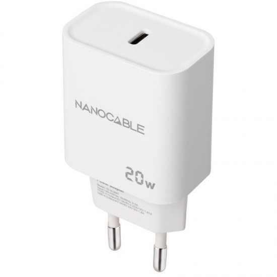 Cargador de pared nanocable 10.10.2005/ 1xusb tipo-c/ 20w/ blanco