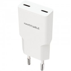 Cargador de Pared Nanocable 10.10.2023/ 2xUSB Tipo-C/ 20W/ Blanco