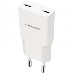 Cargador de Pared Nanocable 10.10.2026/ 2xUSB Tipo-C/ 25W/ Blanco
