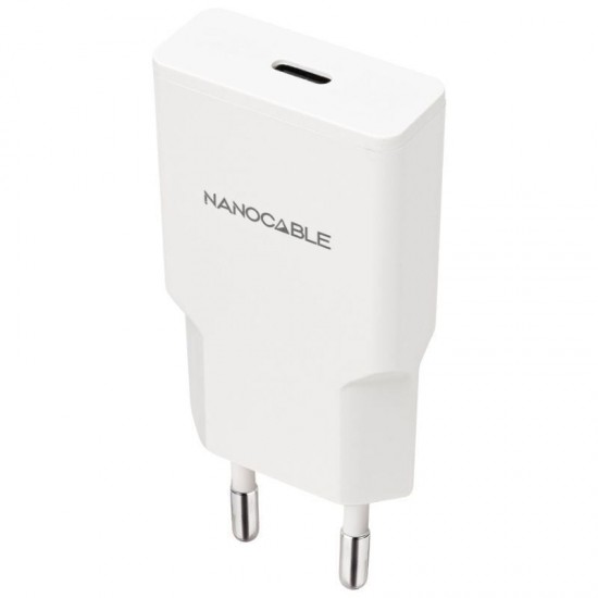 Cargador de pared nanocable 10.10.2027/ 1xusb tipo-c/ 30w/ blanco