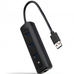 Hub USB 3.0 Nanocable 10.16.4604/ 3xUSB/ 1xRJ45/ Negro