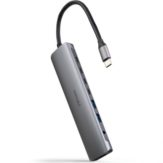 Docking tipo-c nanocable 10.16.4608/ 2xusb/ 3xusb tipo-c/ 1xhdmi 4k/ 1xjack 3.5/ 1xusb tipo-c pd/ gris