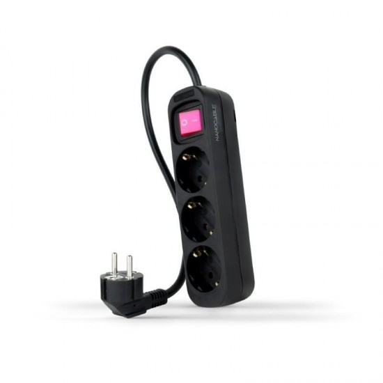 Regleta con interruptor nanocable 10.38.0003-bk/ 3 tomas de corriente/ cable 1.4m/ negra Regleta con interruptor nanocable 10.38.0003-bk/ 3 tomas de corriente/ cable 1.4m/ negra
