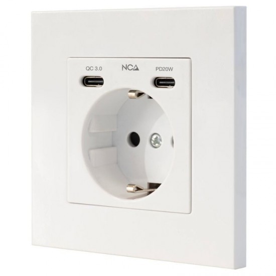 Roseta de pared nanocable 10 35 0012/ 1 schuko/ 2 usb