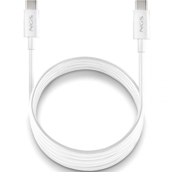 Cable usb 2.0 tipo-c ngs zyro 60w-1/ usb tipo-c macho - usb tipo-c macho/ hasta 60w/ 480mbps/ 1m/ blanco