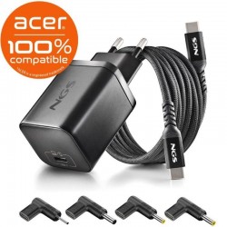 Cargador de Portátil GaN NGS BUD65W-AC para Acer/ 1xUSB Tipo-C/ 65W/ Automático/ 4 Conectores/ Voltaje 5-20V Cargador de Portátil GaN NGS BUD65W-AC para Acer/ 1xUSB Tipo-C/ 65W/ Automático/ 4 Conectores/ Voltaje 5-20V